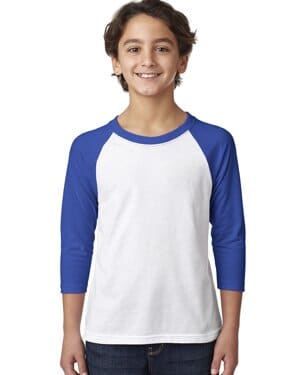 Next level apparel 3352 youth cvc three-quarter sleeve raglan