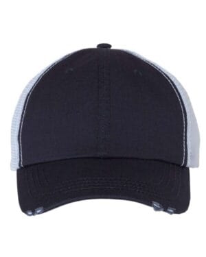 NAVY/ WHITE Mega cap 6887 frayed-bill twill cap