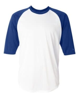 WHITE/ ROYAL Badger 4133 b-core three-quarter sleeve baseball t-shirt