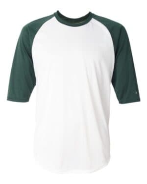 WHITE/ FOREST Badger 4133 b-core three-quarter sleeve baseball t-shirt