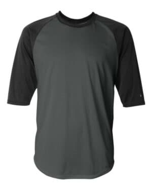 GRAPHITE/ BLACK Badger 4133 b-core three-quarter sleeve baseball t-shirt