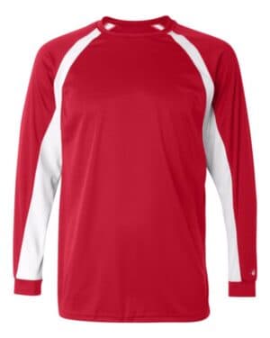 RED/ WHITE Badger 4154 b-core hook long sleeve t-shirt