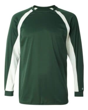 FOREST/ WHITE Badger 4154 b-core hook long sleeve t-shirt