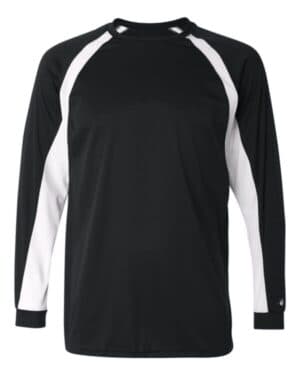 BLACK/ WHITE Badger 4154 b-core hook long sleeve t-shirt