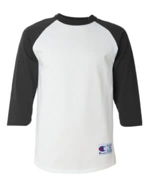WHITE/ BLACK Champion T137 raglan sleeve baseball t-shirt