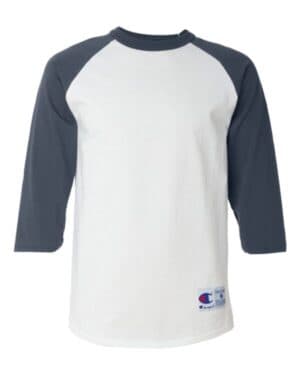 WHITE/ NAVY Champion T137 raglan sleeve baseball t-shirt