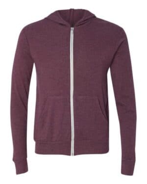 3939 triblend lightweight full-zip hooded long sleeve tee