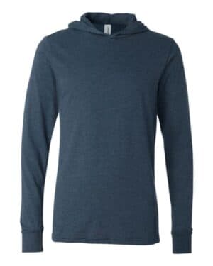 HEATHER NAVY Bella canvas 3512 jersey hooded long sleeve tee