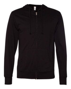 BLACK SS150JZ lightweight jersey full-zip hooded t-shirt