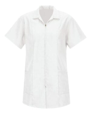 WHITE Red kap KP43 women's zip front smock