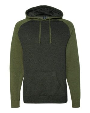 CHARCOAL HEATHER/ ARMY HEATHER Independent trading co IND40RP raglan hooded sweatshirt