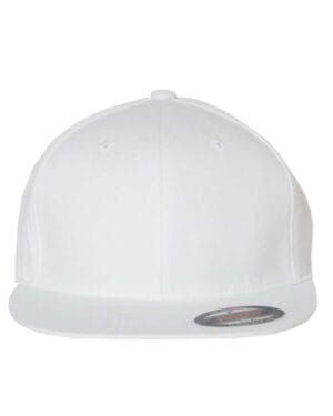WHITE Flexfit 6297F pro-baseball on field flat bill cap