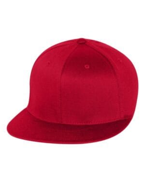 RED Flexfit 6297F pro-baseball on field flat bill cap