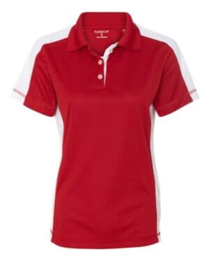 RED/ WHITE Sierra pacific 5465 women's colorblocked moisture free mesh polo