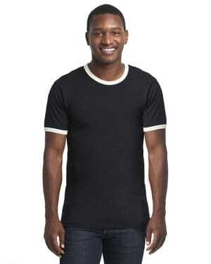 BLACK/ NATURAL Next level apparel 3604 unisex ringer t-shirt