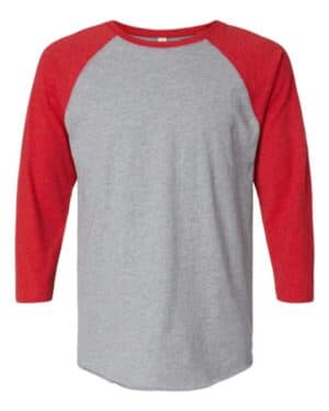 VINTAGE HEATHER/ VINTAGE RED 6930 baseball fine jersey three-quarter sleeve tee