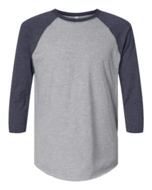 VINTAGE HEATHER/ VINTAGE NAVY 6930 baseball fine jersey three-quarter sleeve tee
