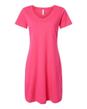 HOT PINK Lat 3522 women's fine jersey v-neck coverup