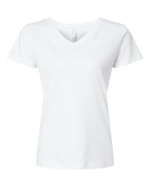 WHITE Lat 3507 women's fine jersey v-neck tee