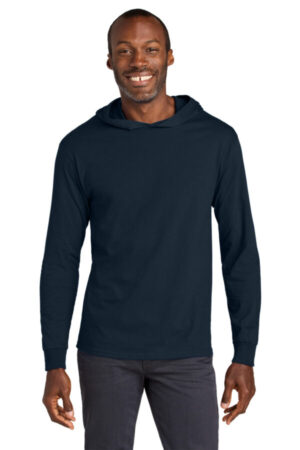 J. NAVY 363LH jerzees classics unisex cotton long sleeve hooded t-shirt