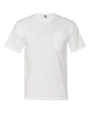 WHITE Bayside 5070 usa-made midweight pocket t-shirt