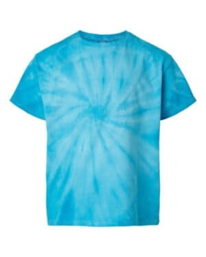 TURQUOISE Dyenomite 20BCY youth cyclone pinwheel tie-dyed t-shirt
