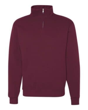 MAROON 995MR nublend cadet collar quarter-zip sweatshirt