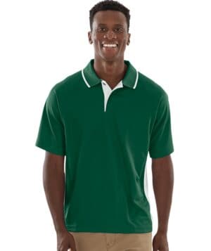 FOREST/WHITE Charles river 3810CR men's color blocked wicking polo