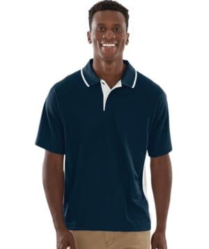 NAVY/WHITE Charles river 3810CR men's color blocked wicking polo