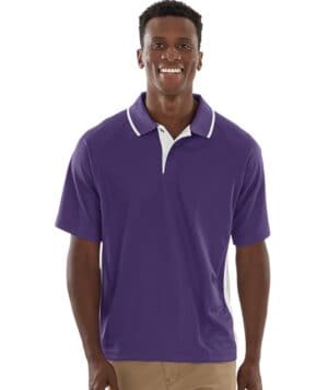 PURPLE/WHITE Charles river 3810CR men's color blocked wicking polo