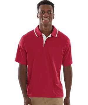 RED/WHITE Charles river 3810CR men's color blocked wicking polo