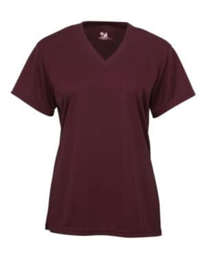 MAROON Badger 4162 womens b-core v-neck t-shirt