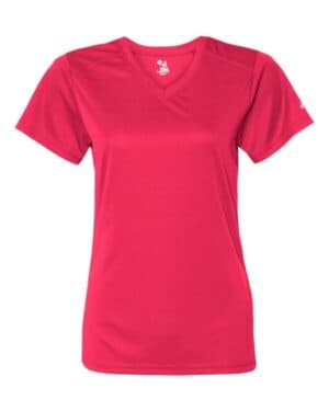 HOT CORAL Badger 4162 womens b-core v-neck t-shirt