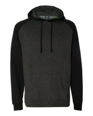 CHARCOAL HEATHER/ BLACK Independent trading co IND40RP raglan hooded sweatshirt