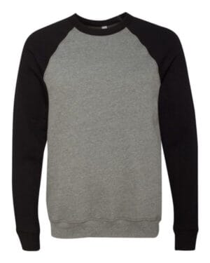 DEEP HEATHER/ BLACK 3901 unisex sponge fleece raglan crewneck sweatshirt