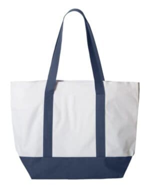 WHITE/ NAVY Liberty bags 7006 bay view giant zippered tote