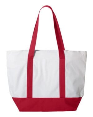 WHITE/ RED Liberty bags 7006 bay view giant zippered tote