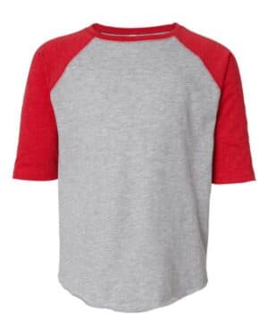 VINTAGE HEATHER/ VINTAGE RED 6130 youth baseball fine jersey three-quarter sleeve tee