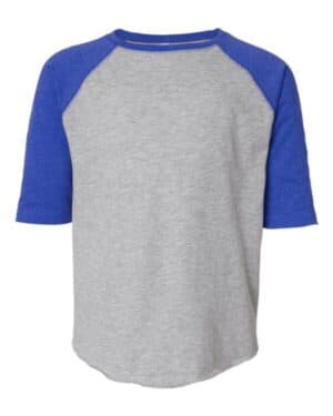 VINTAGE HEATHER/ VINTAGE ROYAL 6130 youth baseball fine jersey three-quarter sleeve tee