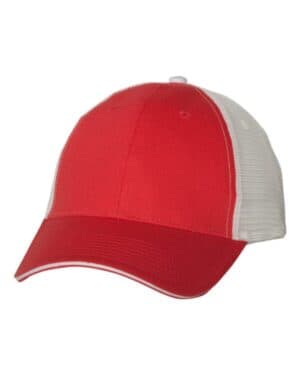 RED/ WHITE Valucap S102 sandwich trucker cap