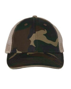 GREEN CAMO/ TAN Valucap S102 sandwich trucker cap