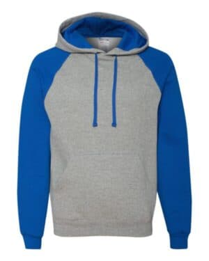 OXFORD/ ROYAL 96CR nublend colorblocked raglan hooded sweatshirt