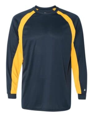 NAVY/ GOLD Badger 4154 b-core hook long sleeve t-shirt
