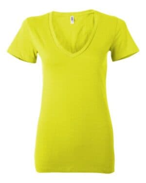 NEON YELLOW Bella canvas 6035 womens jersey deep v-neck tee