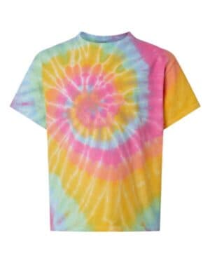 AERIAL SPIRAL Dyenomite 20BMS youth multi-color spiral tie-dyed t-shirt
