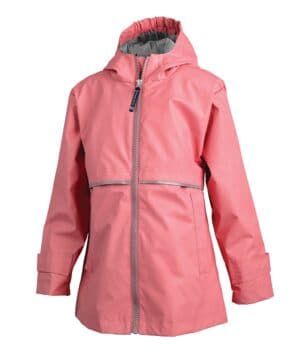 CORAL/REFLECTIVE Charles river 4099CR girls' new englander rain jacket