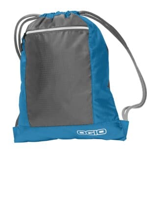 Eurosport Canvas Draw String Backpack Blue and White Front Pocket Adjustable Straps B720 Eurosport Canvas Draw String Backpack Blue and White Front Pocket Adjustable Straps B720