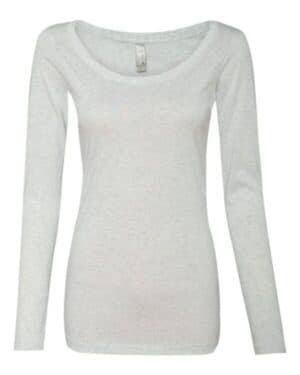 HEATHER WHITE 6731 womens triblend scoop neck long sleeve t-shirt