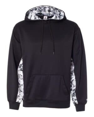 BLACK/ WHITE 1464 digital camo colorblock performance fleece hooded sweatshirt