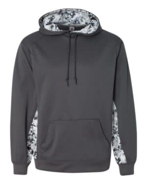 GRAPHITE/ WHITE 1464 digital camo colorblock performance fleece hooded sweatshirt